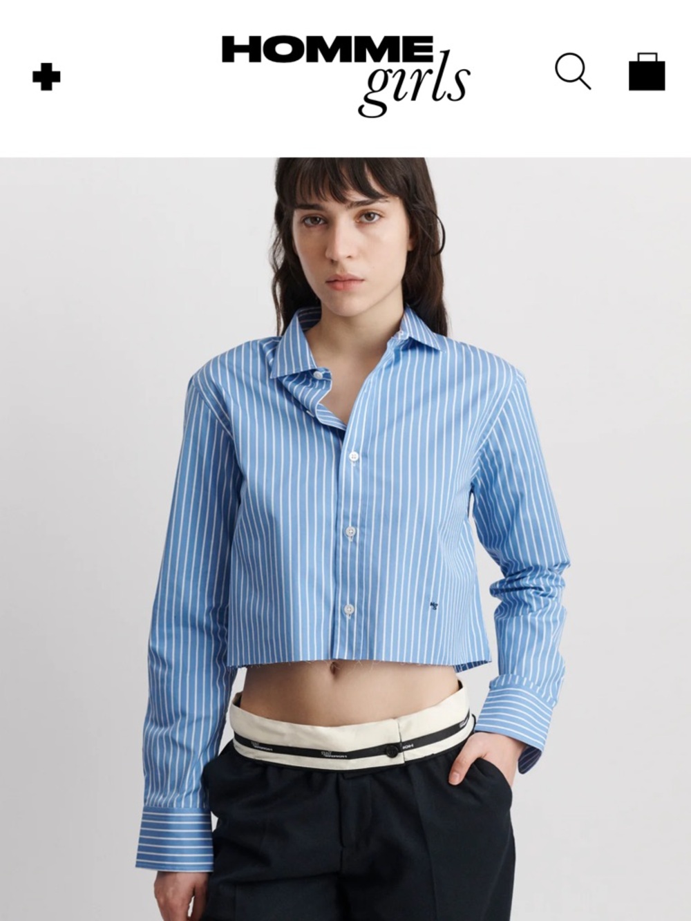 BRAND NEW Homme Girls Cropped Shirt in Classic Stripe